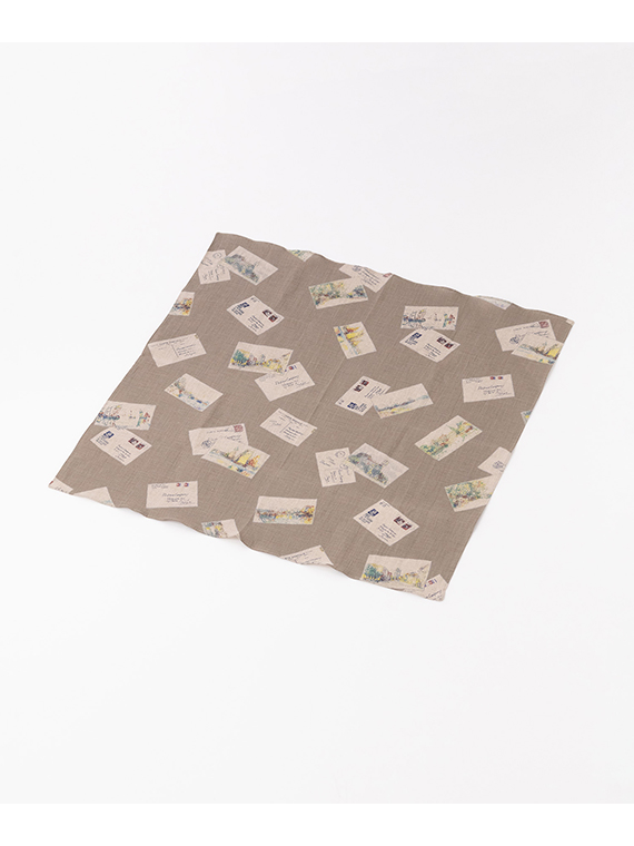 リネンプリント ポストカード柄ハンカチ