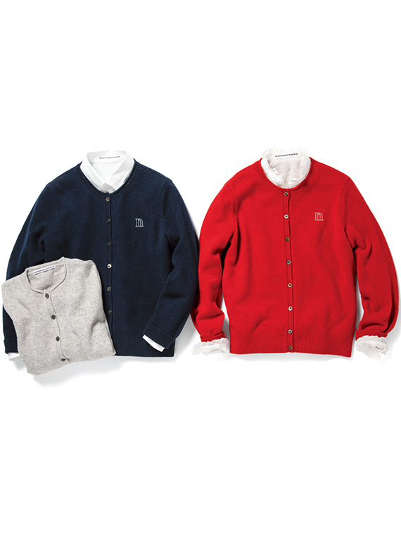 ウールカシミヤ天竺8G クルーネックカーディガン