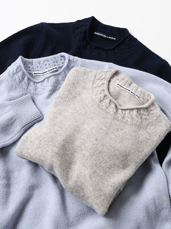 ウールカシミヤ天竺8G ロールネックセーター