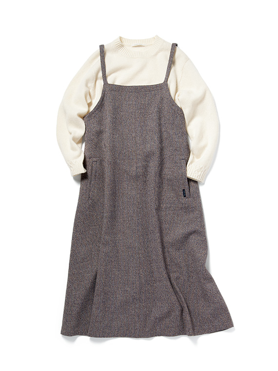 ウールストレッチ杢ツィード ジャンパースカート