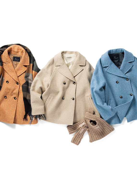 リサイクルウールドビーツィードヘリンボン Pコート