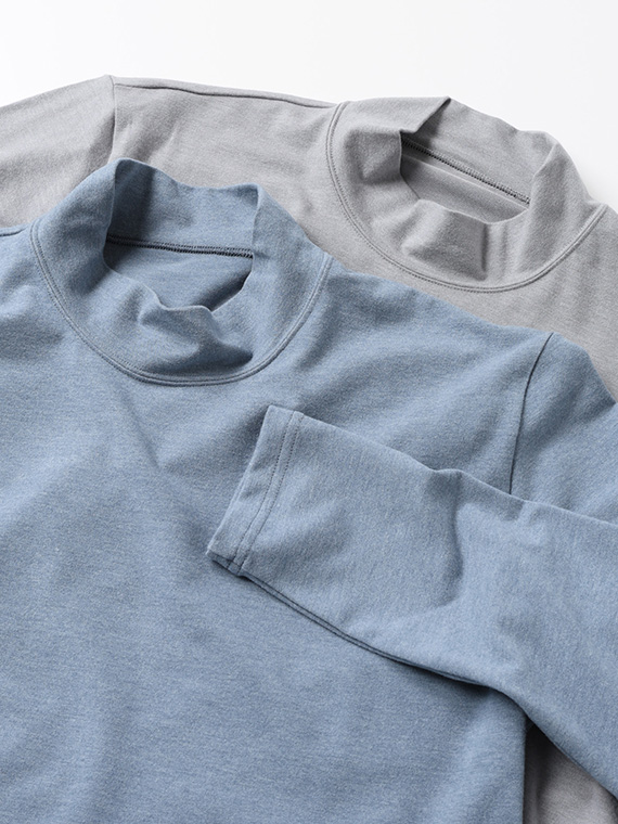 ソリストヒートベア天竺表起毛 ハイネックカットソー