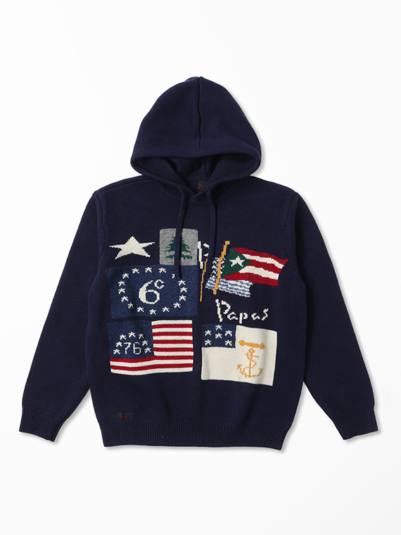 ＼再入荷／多色インターシャ7G 国旗・旗柄 ニットパーカー