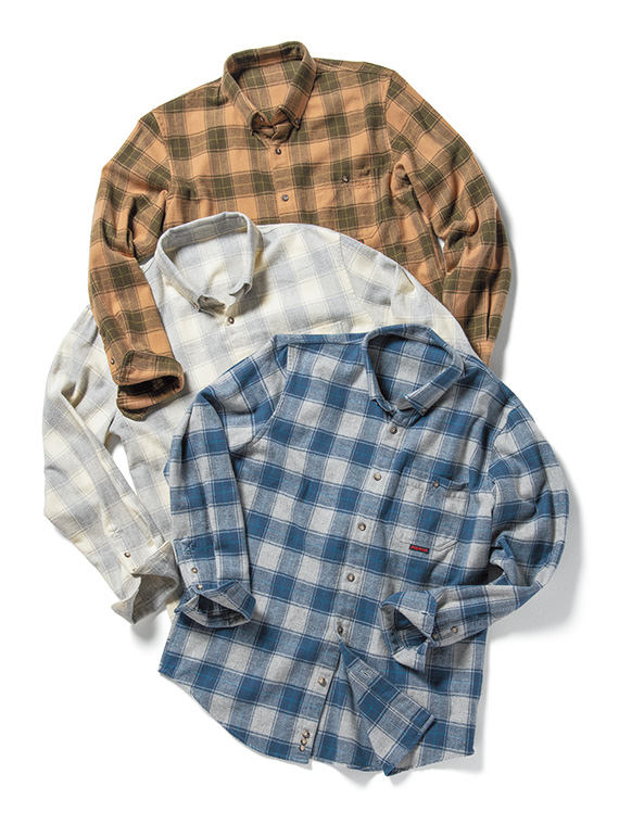 ラフィヘリンボンチェック起毛 ボタンダウンシャツ