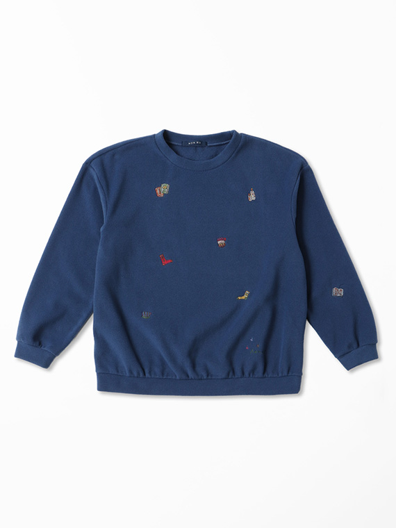 トスカーナフリース 飛び柄刺繍入りトレーナー