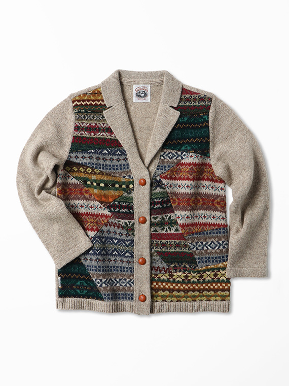 JAMIESON'S フェアアイルパッチワーク柄5G ニットジャケット