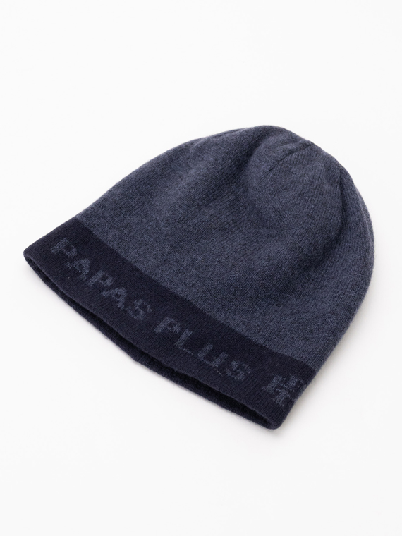 カシミヤ12G PAPAS PLUSロゴ ニットキャップ