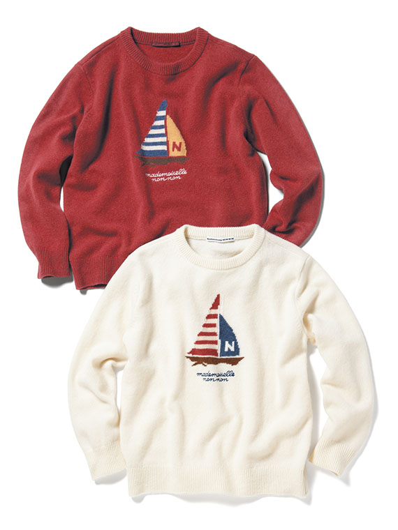 タスマニアウール天竺 ヨットモチーフセーター
