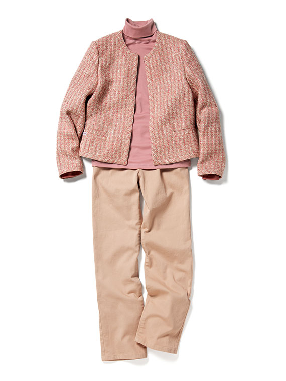 ミックスブークレーツィード ノーカラージャケット