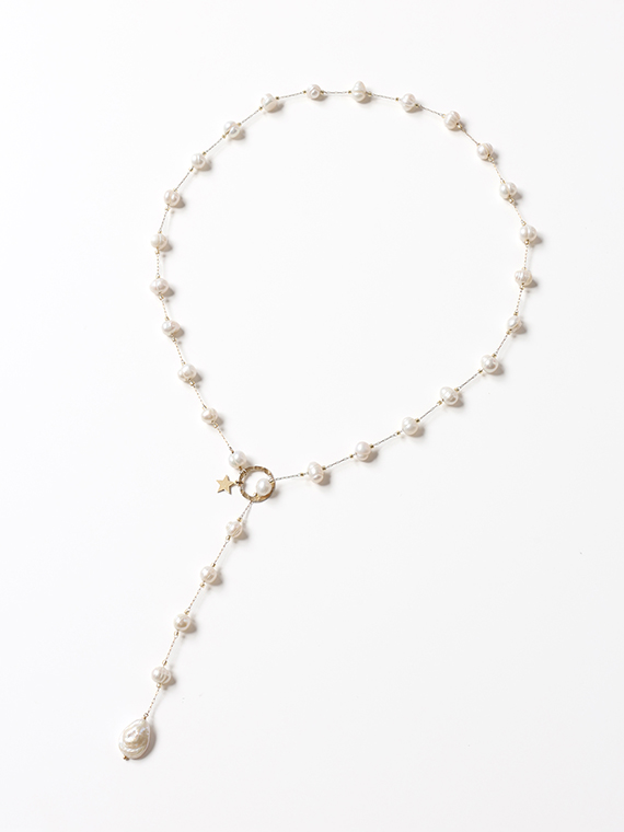 <ELI ON EAR>エリ オン イヤー Y字パールネックレス