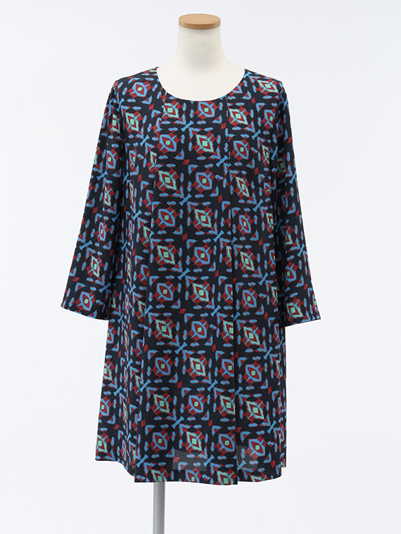 デシン 幾何 プリント チュニック