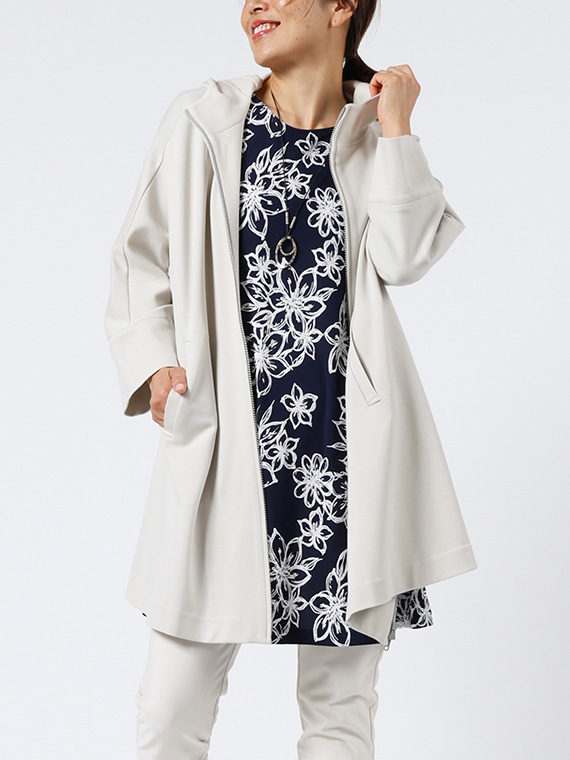 ベア天竺 × フラワー 発泡プリント チュニック