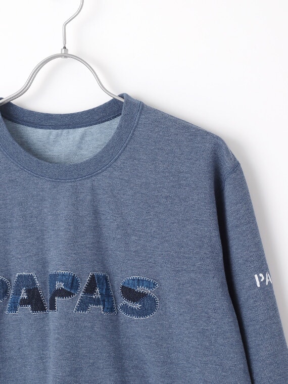 デニムアップリケ長袖Tシャツ（MENトップス・Tシャツ・Papas）| Papas WEB SHOP