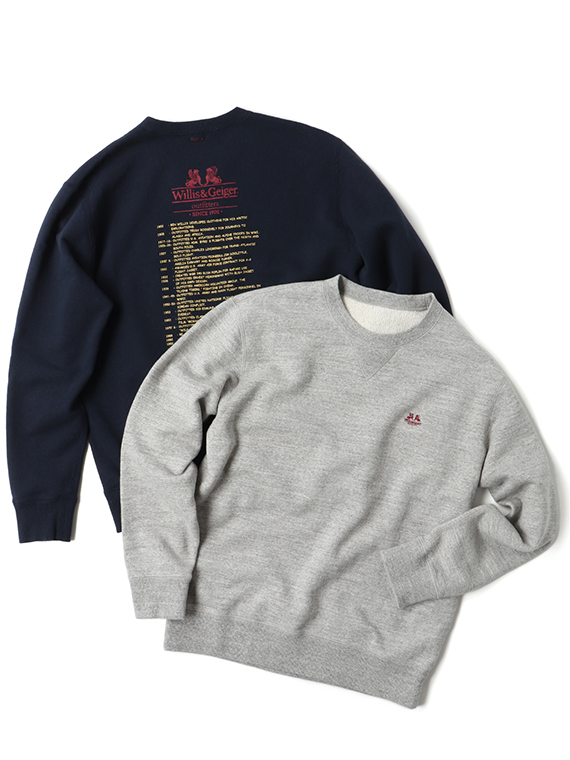 Willis&Geiger×Papas ラフィ吊り裏毛 プリントトレーナー