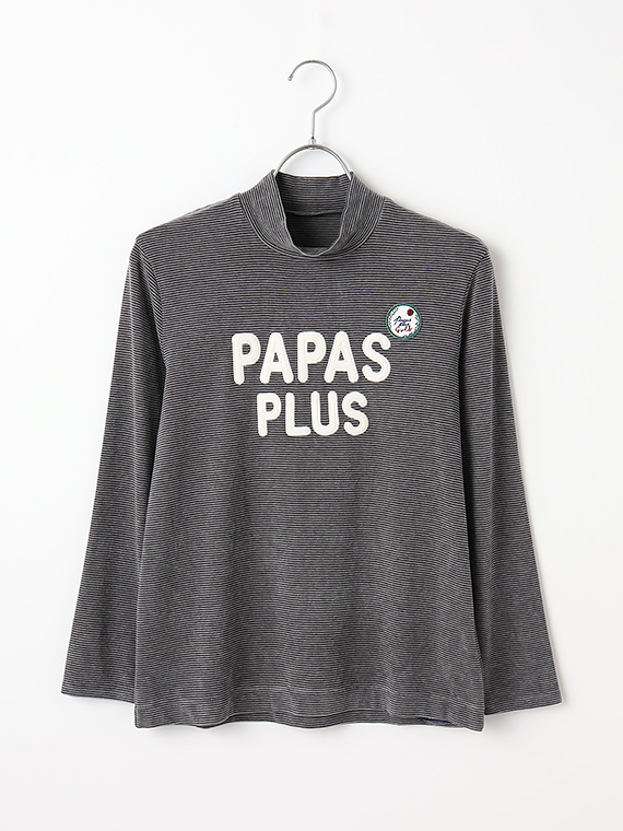 【SALE】レディースGOLF ライクラストレッチ天竺ボーダー＆無地 モックネックTシャツ