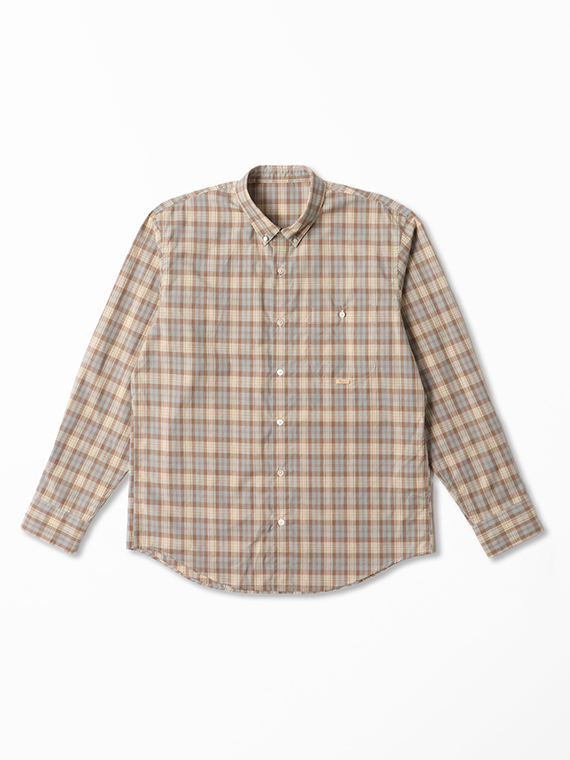 ローンチェック ボタンダウンシャツ