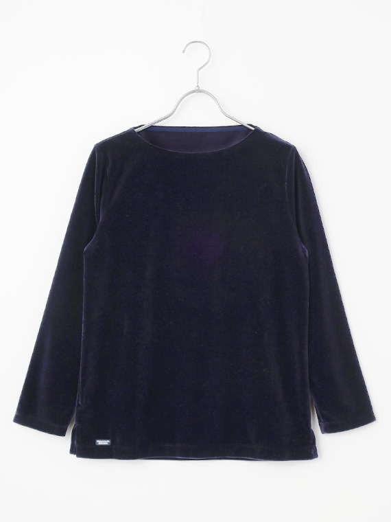 ＼再入荷／【SALE】マルチカラーボーダー＆無地ベロア ボートネックカットソー