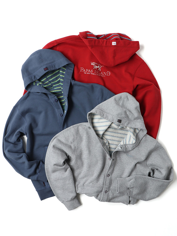 裏起毛ボーダー パーカー