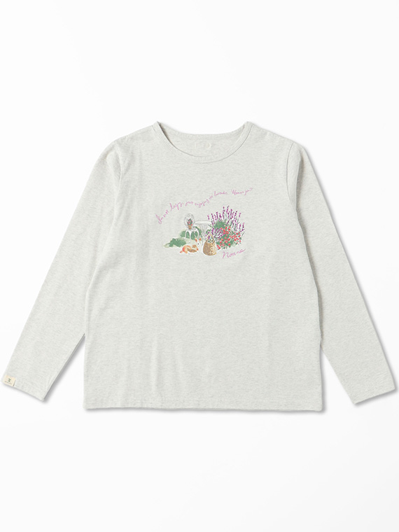 オーガニック天竺 ラベンダーガーデンプリントTシャツ