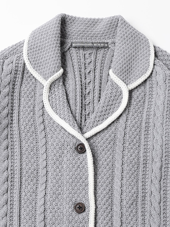 バルーンコットンニット5G テーラー風ニットジャケット