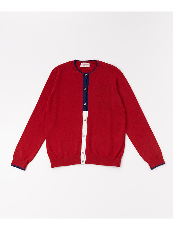 【SALE】コットンレトロニット 配色切り替えクルーネックカーディガン【60th Anniversary Collection】