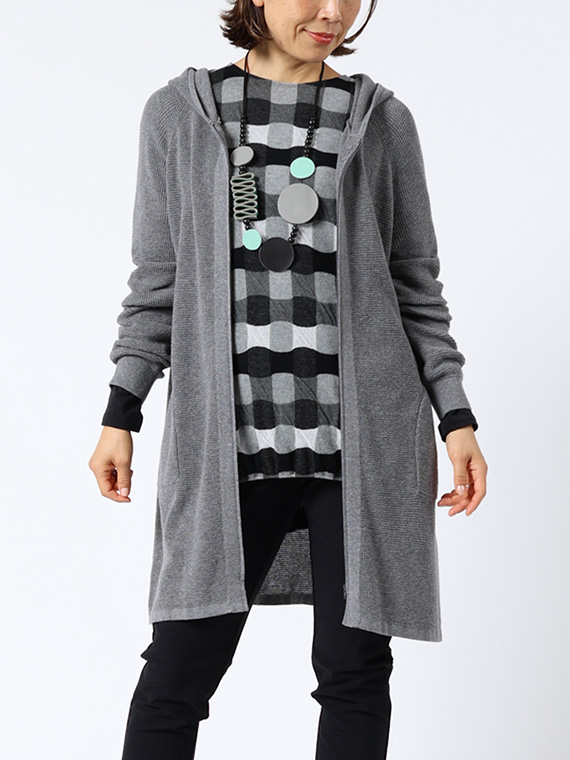 カシミア ブレント コットン ロングパーカー