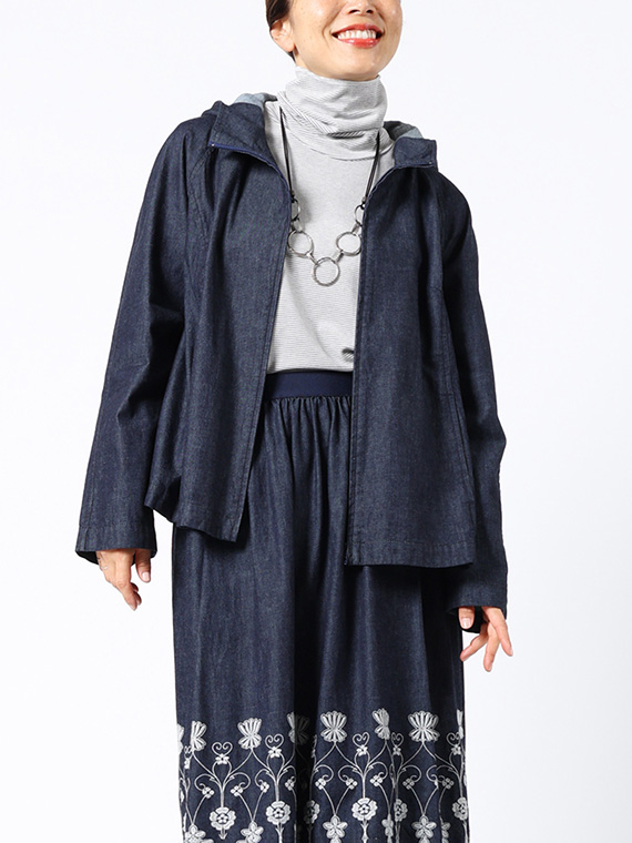 5.5オンス デニム  フードつき ジャケット