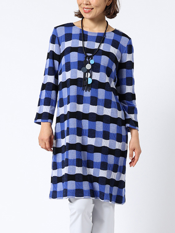 ギンガム ポケットジャガード チュニック